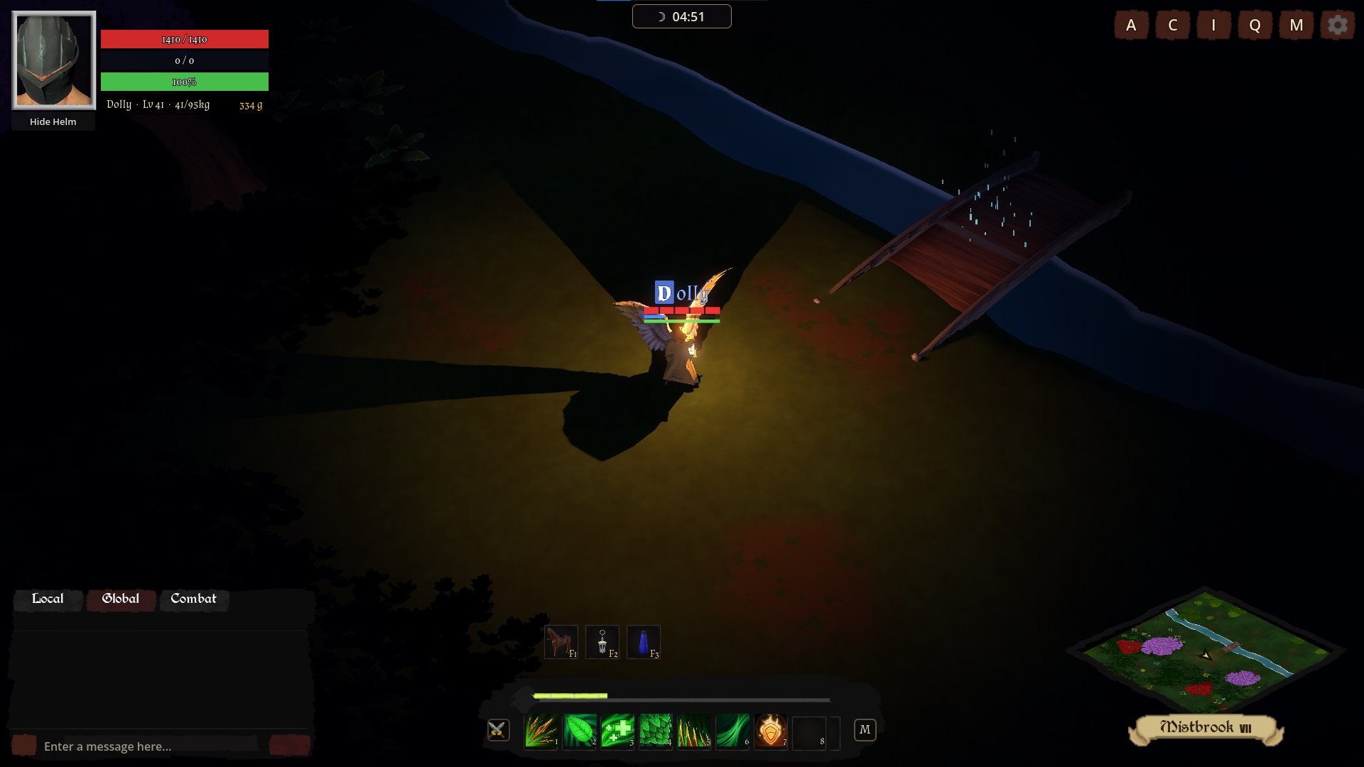 A Seraphyn lights the way through Mistbrook by night