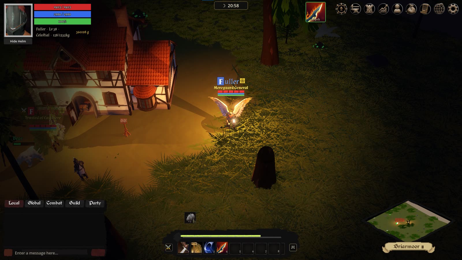 A Seraphyn lands outside a village inn at nightfall