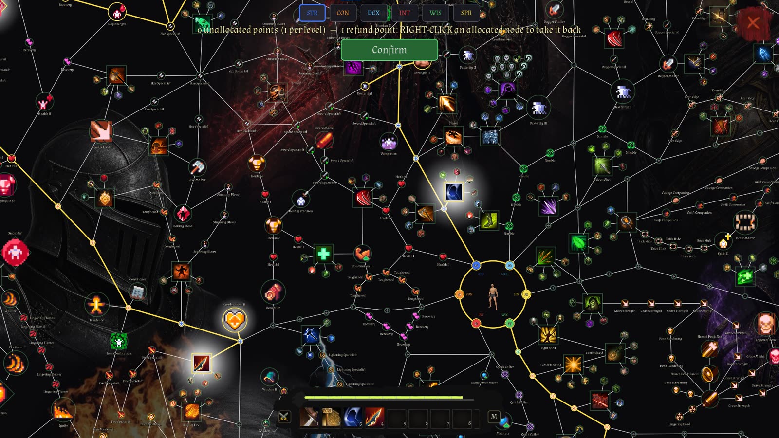 Choosing a node on the skill web