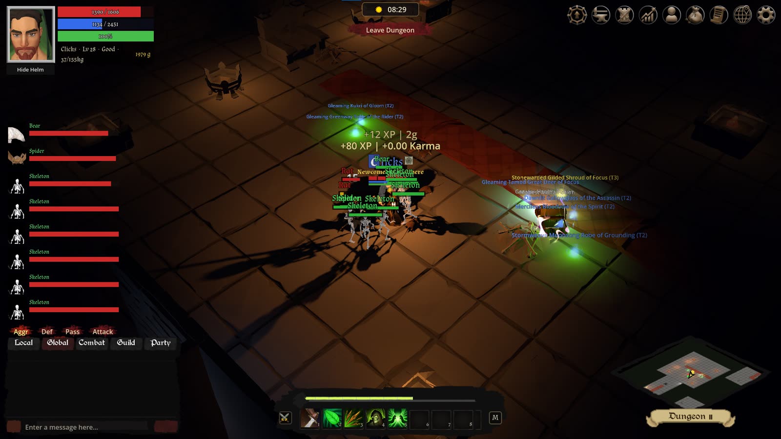 The boss falls and the loot drops